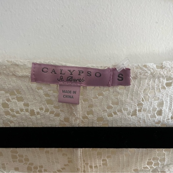 Calypso St. Barth Cream Lace Cap Sleeve Cotton Blend Redortwear Blouse Sz Sm EUC - Picture 2 of 13